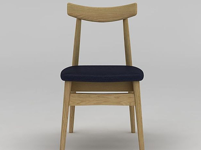 3d现代简约实木餐椅模型