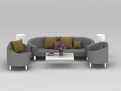 3d现代弧形沙发茶几组合免费模型
