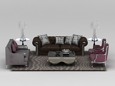 3d现代欧式组合沙发模型