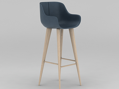 3d现代简约木质高脚椅子模型
