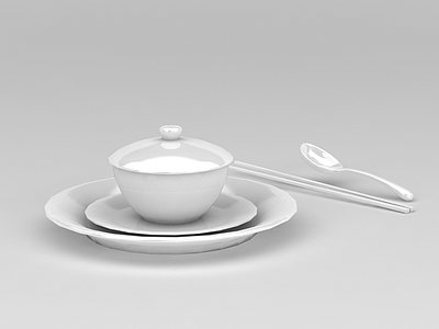 3d陶瓷碗筷餐具免费模型