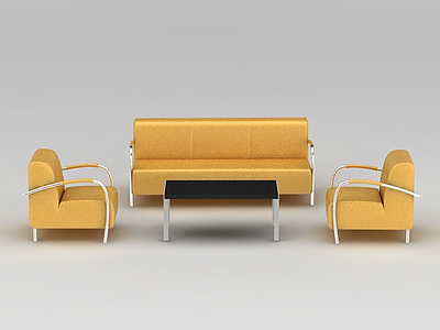 黄色现代时尚沙发组合模型3d模型