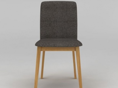 3d现代实木灰色布艺椅子模型