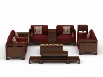 中式实木沙发模型3d模型