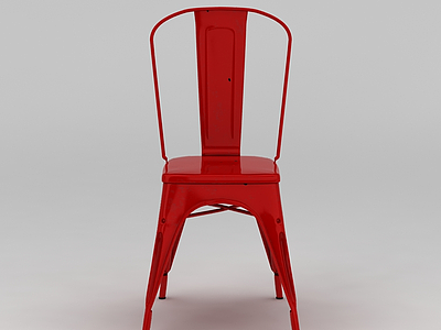 3d时尚大红色靠背椅模型