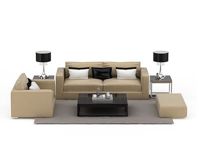客厅简约沙发茶几组合模型3d模型