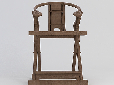 新中式实木折叠座椅模型3d模型