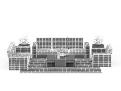 3d格式图案沙发茶几组合免费模型