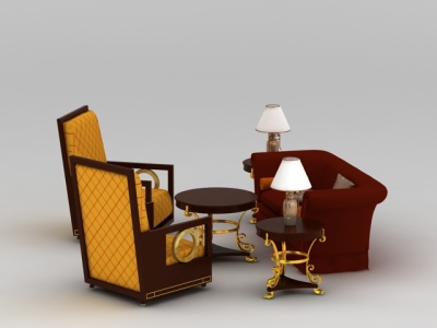 高档布艺组合沙发模型3d模型