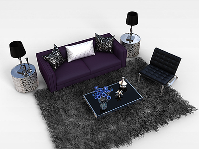 精品软包布艺组合沙发模型3d模型