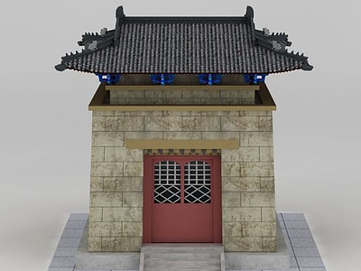 3d藏式庙宇城楼模型