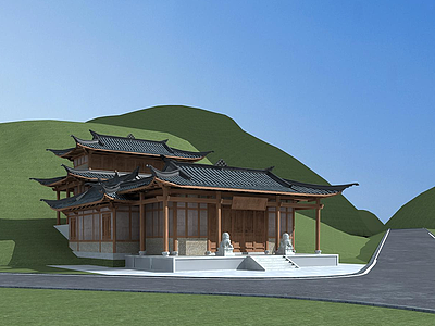 中国寺庙建筑模型3d模型