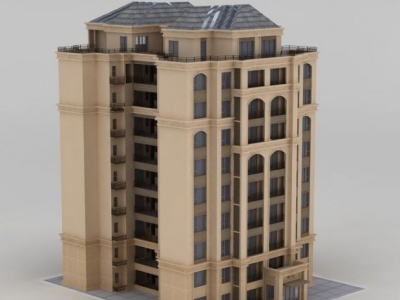 3d欧式商业住宅楼模型