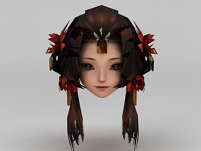 剑网三游戏角色女发型模型3d模型