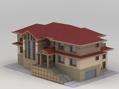 3d欧式三层独栋别墅模型