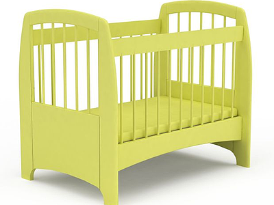 现代黄色儿童婴儿床模型
