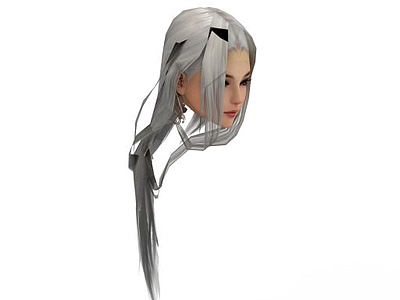 剑网三女子发型白色模型3d模型