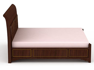 3d经典中式实木双人床免费模型