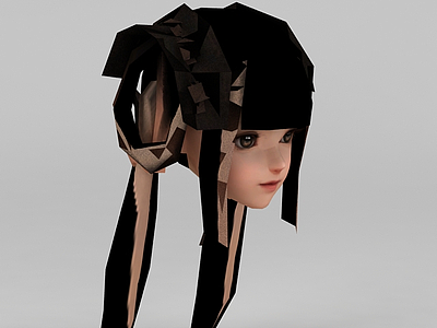 3d剑网三游戏人物女发型模型