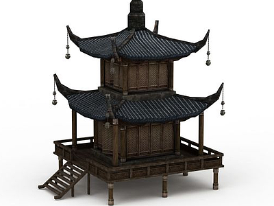 3d剑灵场景塔楼模型