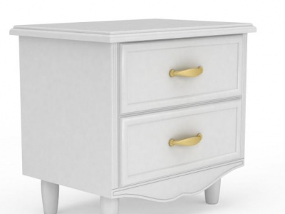 3d现代白色实木床头柜免费模型