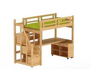 3d实木儿童床免费模型