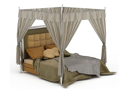 3d欧式床帐双人床免费模型