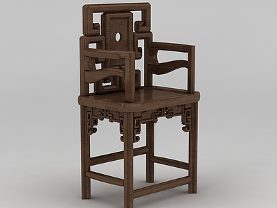 3d中式实木太师椅模型