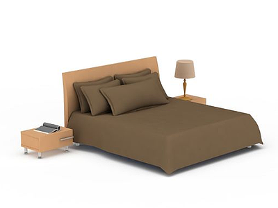 3d现代布艺双人床免费模型