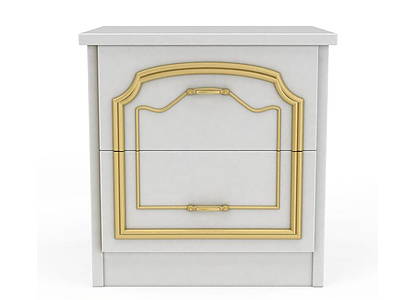 3d木质镶金床头柜免费模型