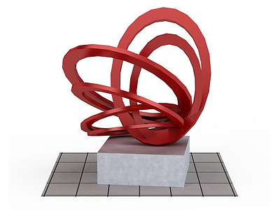 红色概念雕塑装饰模型3d模型