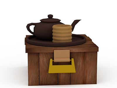 3d游戏场景道具茶壶模型