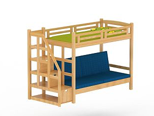 实木上下层儿童床模型