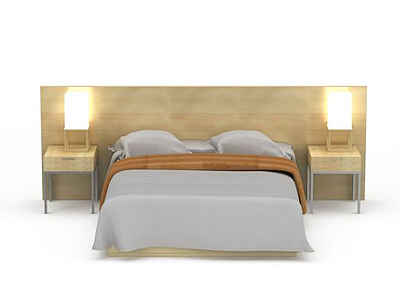 3d酒店宾馆双人床免费模型