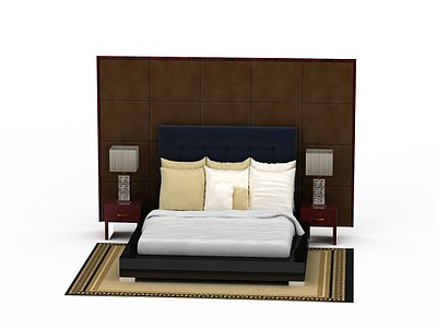 3d现代风格双人软床免费模型