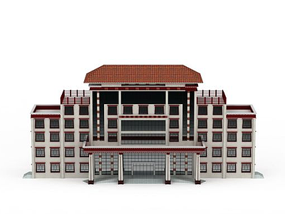 3d藏式建筑办公楼模型