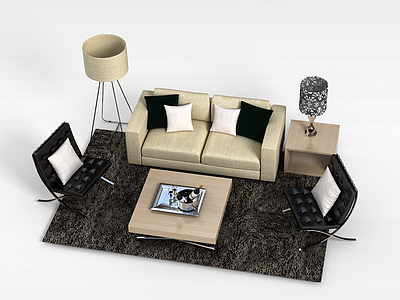 现代米色组合沙发模型3d模型