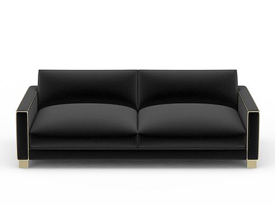 3d黑色真皮双人沙发免费模型