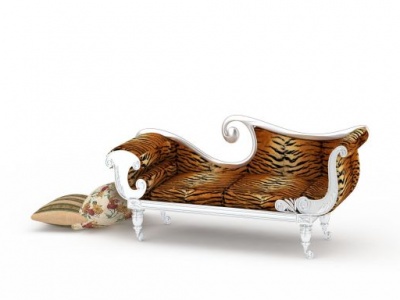 时尚豹纹布艺沙发床模型3d模型