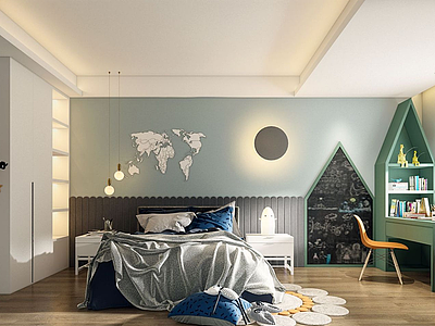 北欧风格卧室模型3d模型