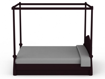 3d中式实木简约双人床免费模型