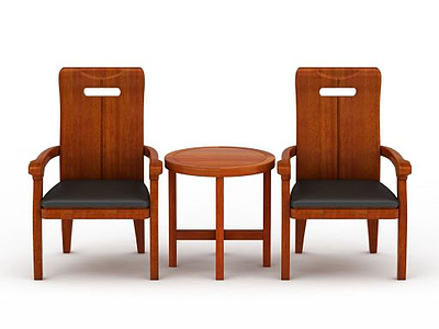 3d中式实木休闲椅几组合模型