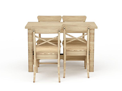 3d现代实木儿童桌椅组合模型