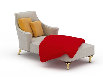 时尚米色布艺沙发床模型3d模型