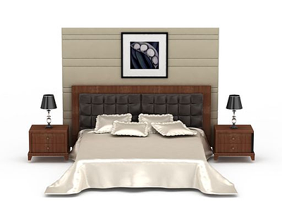 现代家装卧室双人床模型