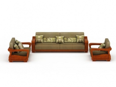 现代实木组合沙发模型3d模型