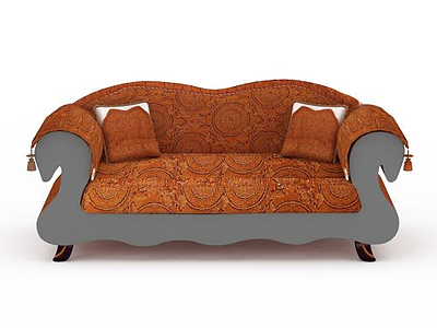 3d现代印花布艺休闲沙发免费模型
