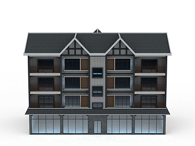 3d底层居民住宅建筑模型