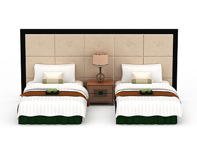 3d酒店<font class='myIsRed'>宾馆</font>单人套床免费模型