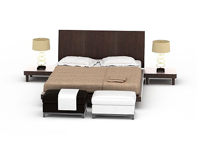 3d现代家装双人床免费模型